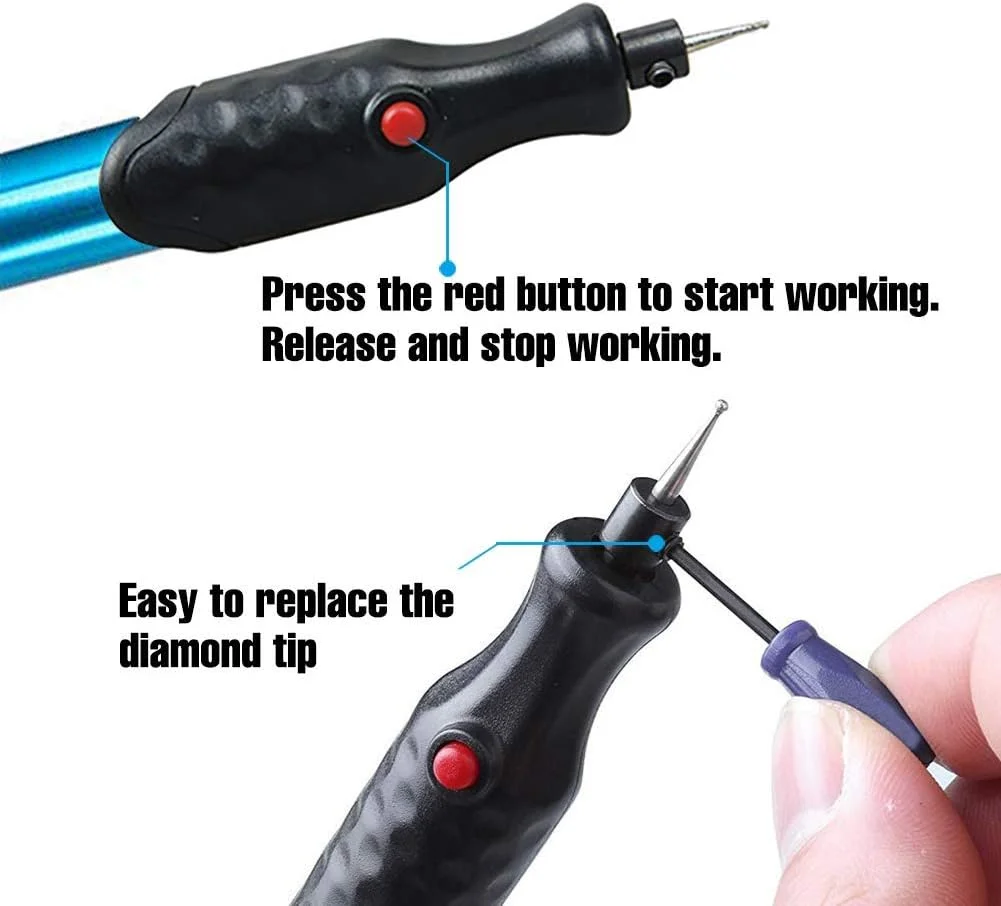 DIY Pen Electric Micro Engraver Pen Carve Engraving Tool Cordless Precision Engraver for Jewellery Making Metal Glass