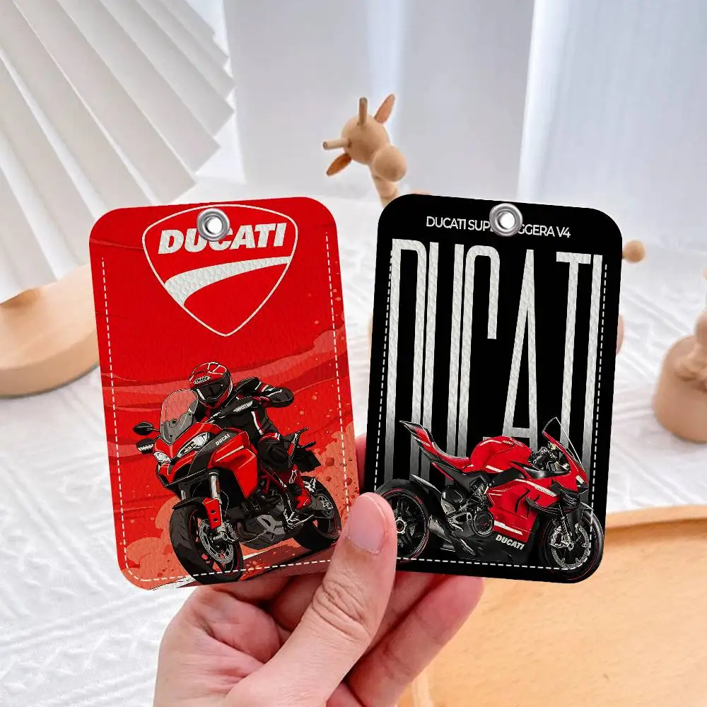 COOL DUCATI Motorcycle Painting Style PU Access Card Holder With Keychain - Executive Protection For Card,Subway, Card Case