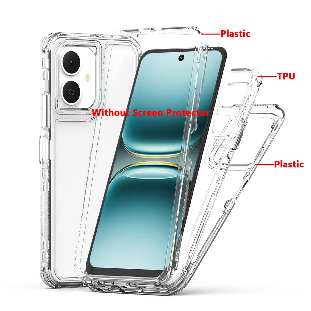 3 في 1 حافظة هاتف متينة مضادة للصدمات لهاتف Tecno Spark Go 2 Pop 10 4G إطار من البلاستيك الصلب غطاء خلفي من الأكريليك الشفاف من البولي يوريثان