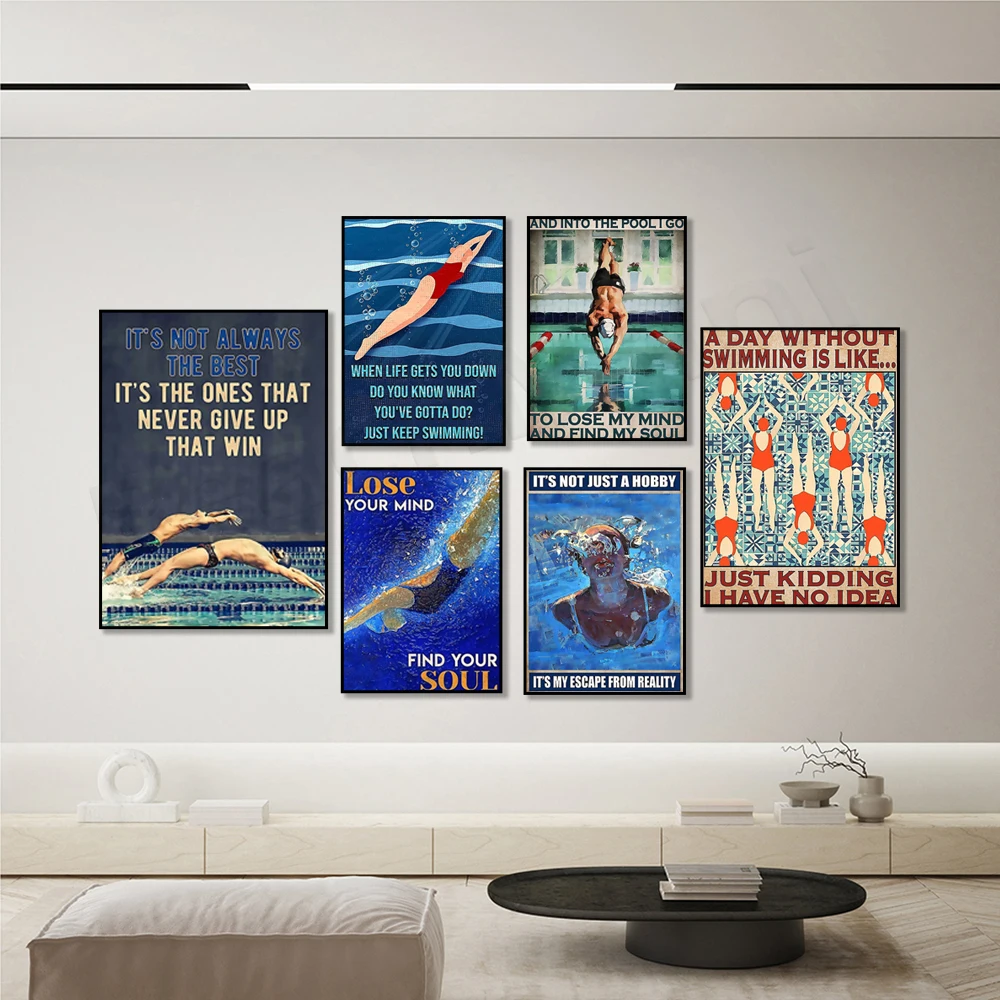 Swimmer when life gets you down, keep swimming, swim - not necessarily the best, those who never give up, win poster, swim gift