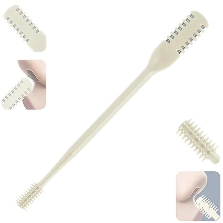 

Manual Nose Hair Trimmer for Men Dual Blades Clipper Quick Cut Soft Silicone Bristle Brush for a Confortable Cleaning After Tri