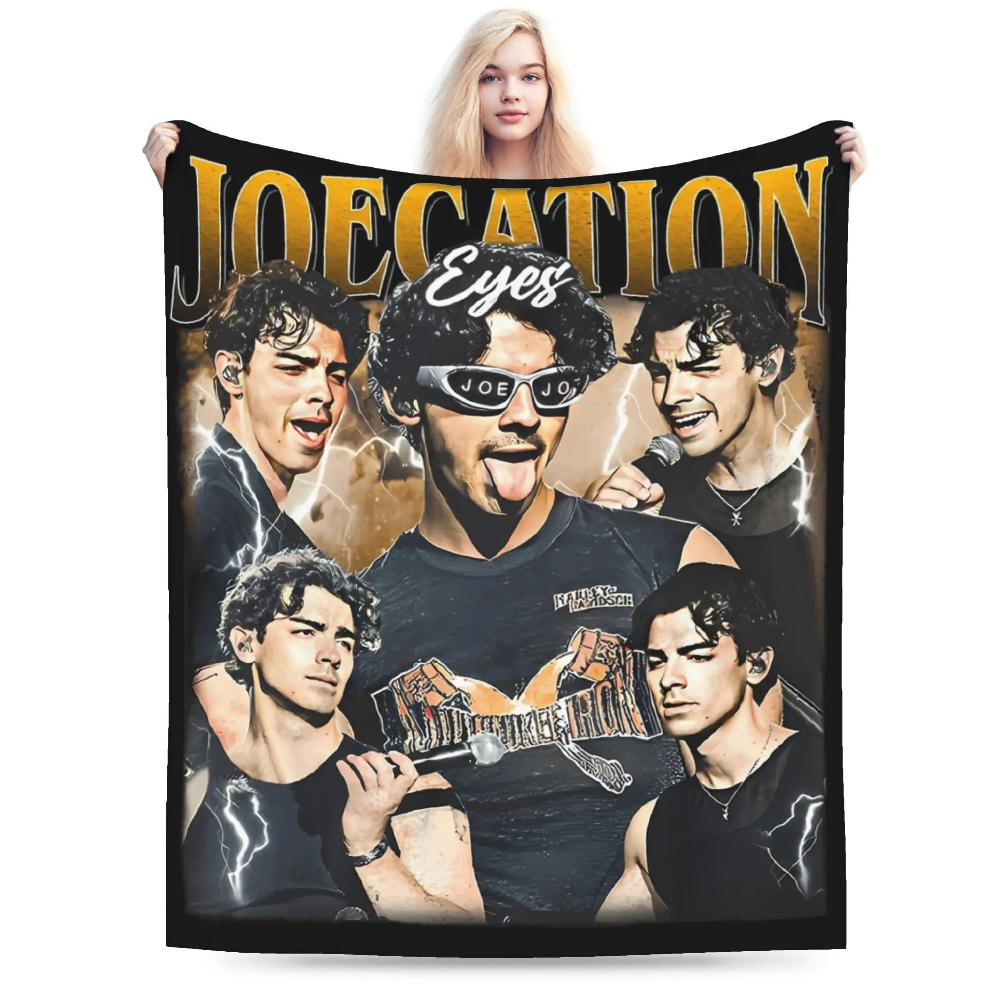 جو جوناس Joecation عيون الإخوة بطانية الصوف الديكور متعددة الوظائف سوبر لينة رمي بطانية للمنزل في الهواء الطلق المفرش