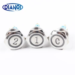 22mm Nickel plated brass metal push button switch led  number power word round momentary 6 pin terminal car switches