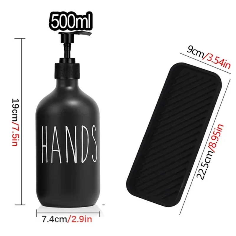 2Pcs 500ml Hand Dish Soap Dispenser Empty Pump Bottle, Farmhouse Kitchen Counter Decor Organization with Silicone OR Bamboo Try