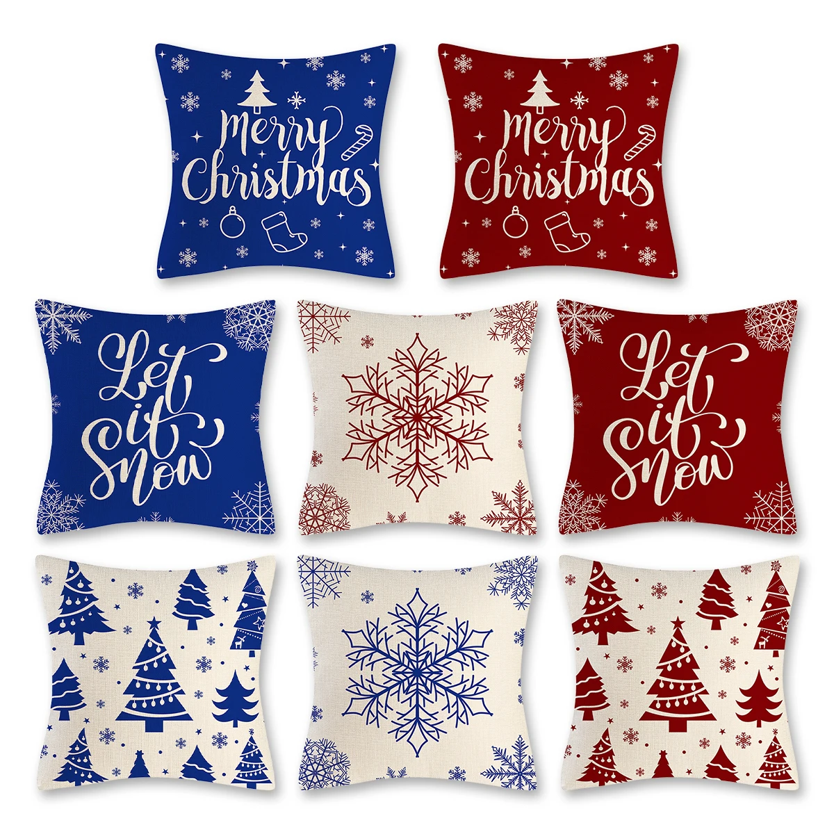 4PCS/Set Christmas Pillow Covers Square Sofa Throw Pillow Cushion Covers Home Decor Printed Pillowcase Seat Car Cushion Cover