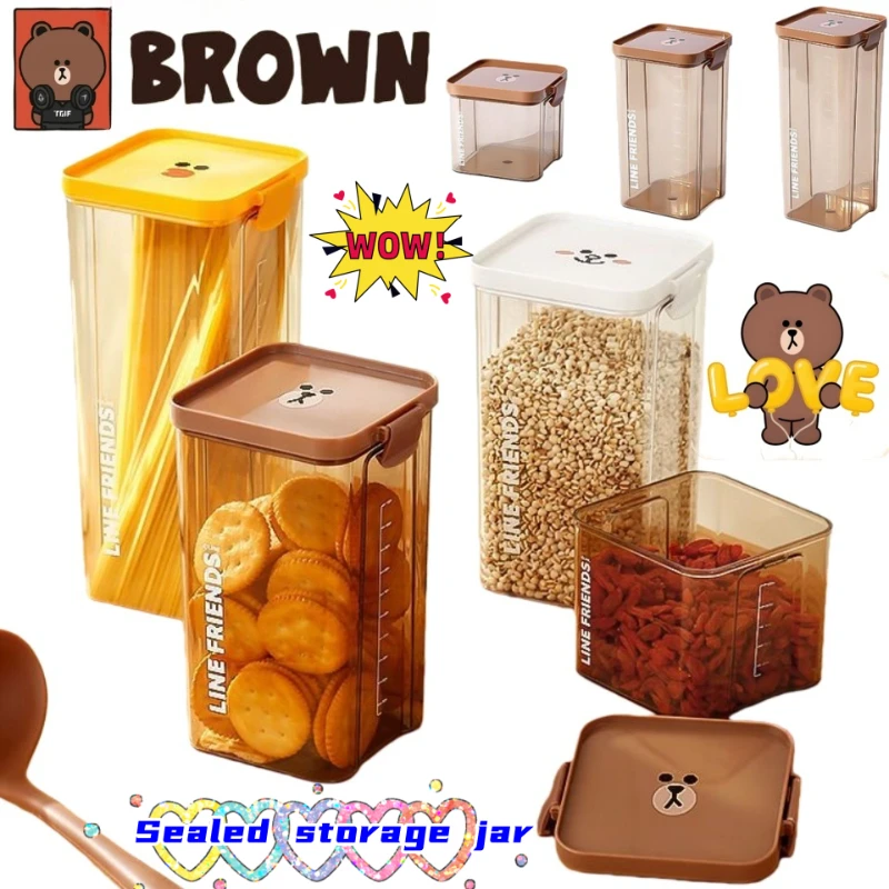 

Brown Sally Choco Cony cartoon cute transparent storage jar snack freshness box large-capacity sealed storage jar for home use