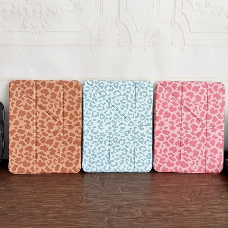 Trendy Leopard Print Stand Case for iPad Air 6 7 8 11