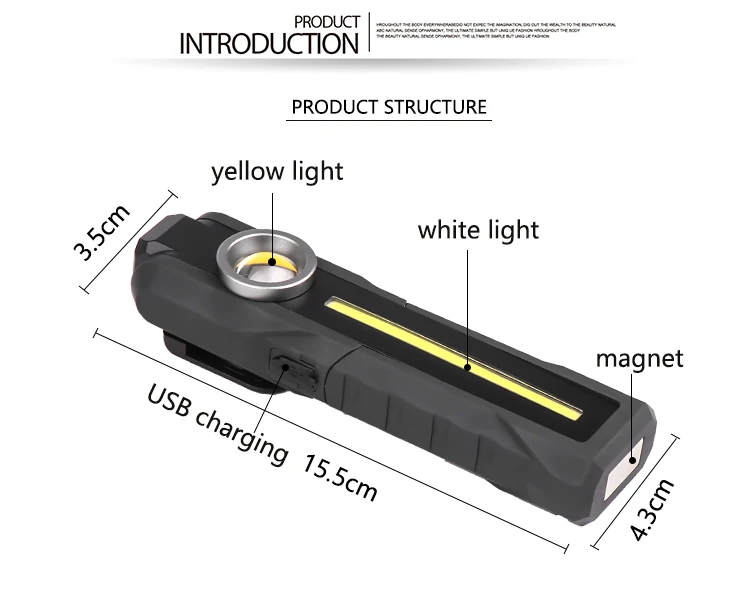 NEW Detailing Light Paint Inspection Lamp LED+COB Flashlight and Purple Lamp Outdoors Emergency Ladders Headlight