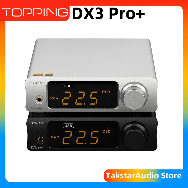 Topping DX3 Pro+ Hi-Res DAC& Headphone amp ES9038Q2M DSD512 PCM768kHz QCC5125 Support Bluetooth/USB/OPT/COAX input