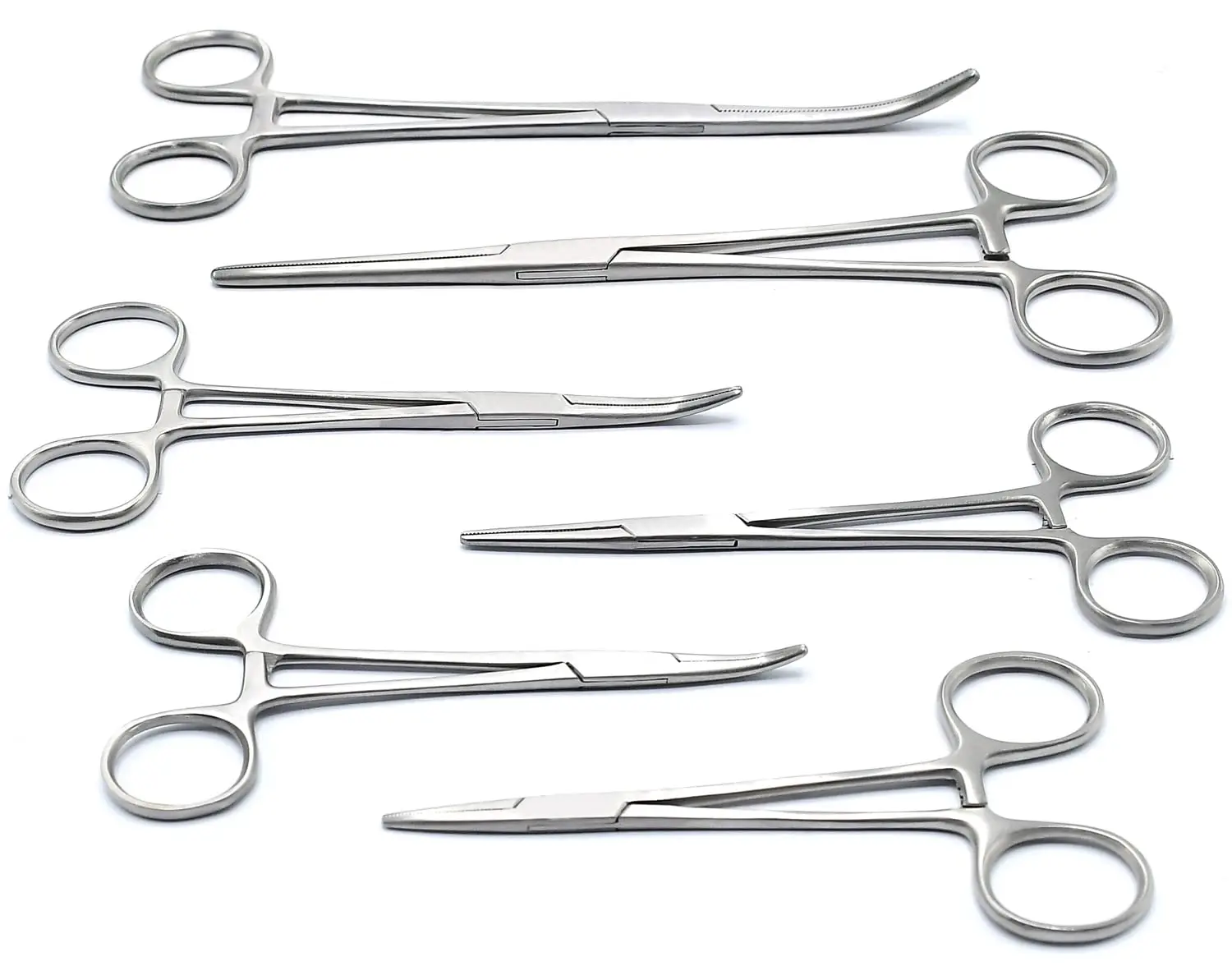 2 Piezas de Pinzas Hemostáticas Rochester Pean Premium de 12 Pulgadas, Rectas y Curvas, con Diseño de 3 Bloqueos, Herramientas Médicas Hemostáticas