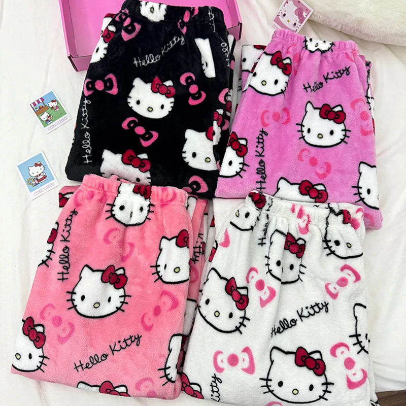 

Y2K Hello Kitty пижамные штаны Sanrio аниме женские пижамные штаны мультфильм пара домашняя одежда для сна брюки домашняя одежда для отдыха