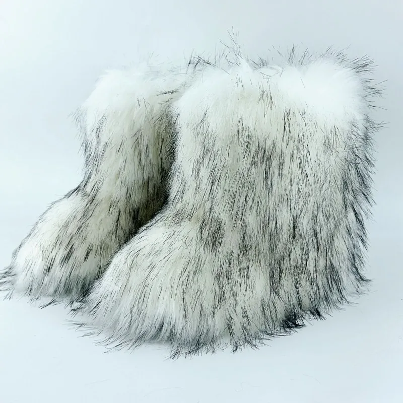 Y2K الشتاء Thiened فراء الأحذية النسائية الدافئة الفراء حجم كبير منتصف العجل الثلوج الأحذية Faionable شرابة مزين أحذية كاجوال