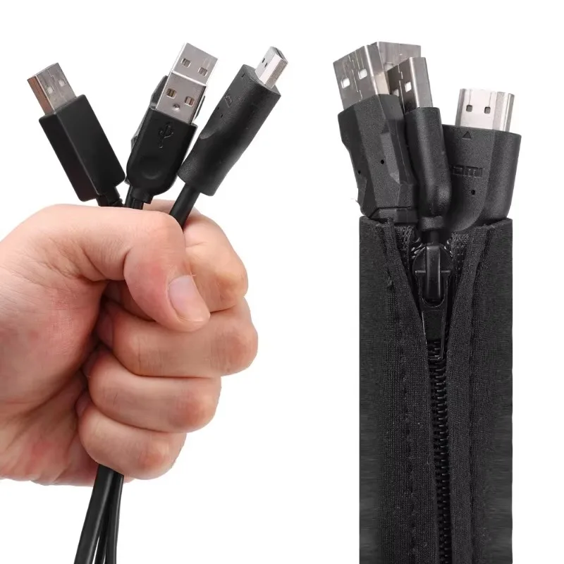 5/3/2/1PCS Flexible Cable Management Sleeve Cord Organizer with Zipper Universal Cable Sleeve Wrap Cover Home Office Desktop
