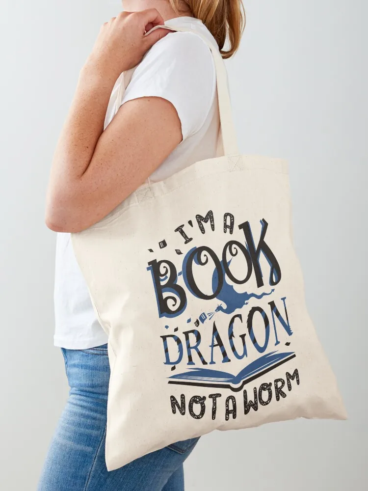 Book Dragon Tote Bag Handbags cute pouch bag canvas shopping bag