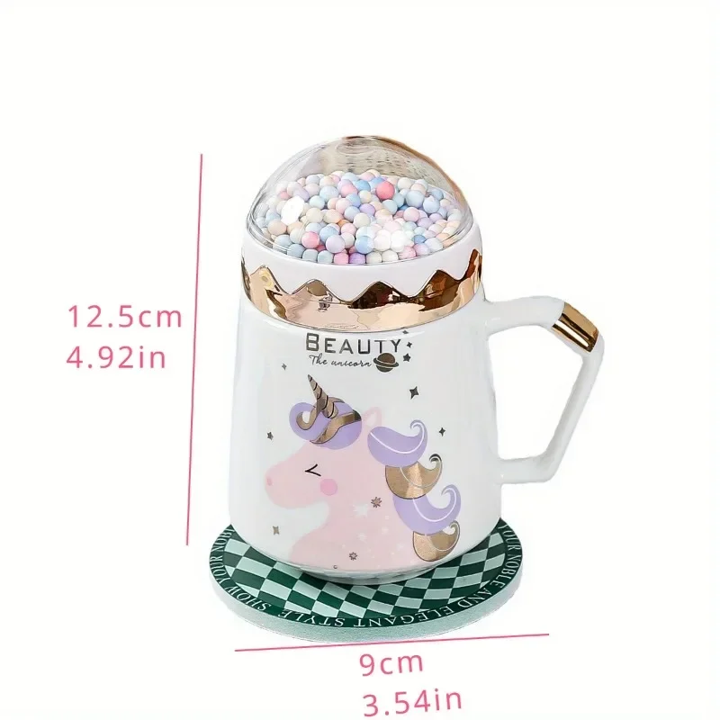 Unicorn mug creative ceramic coffee cup tea cup milk breakfast cup with lid