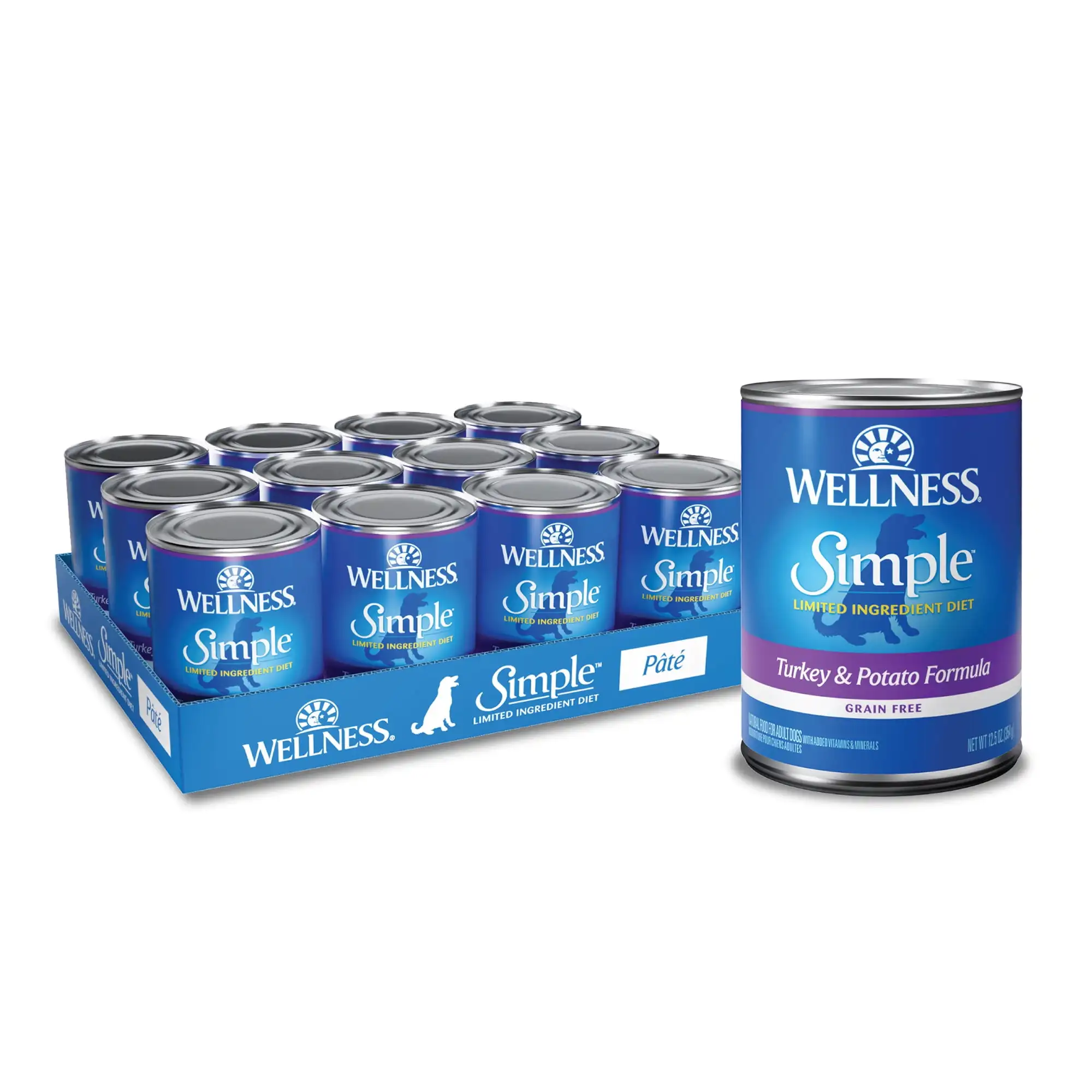 

Wellness Simple Natural Wet Canned Limited Ingredient Dog Food, Turkey & Potato, 12.5-Ounce Can (Pack of 12)