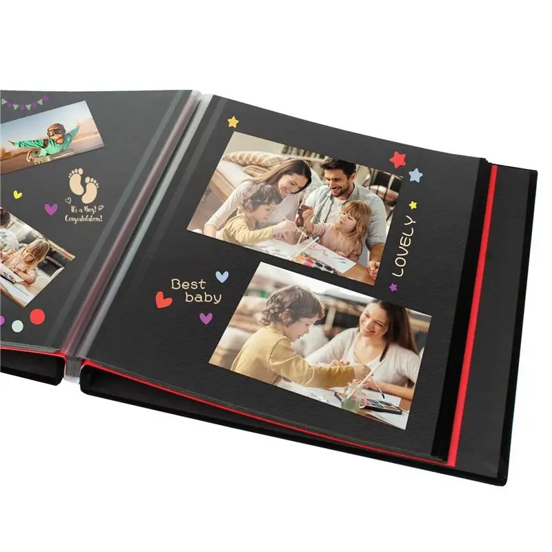 M12K-2X Photo Album Scrapbook Velvet Cover Thick Pages With Protective Film Save Images Permanently,Memory Book