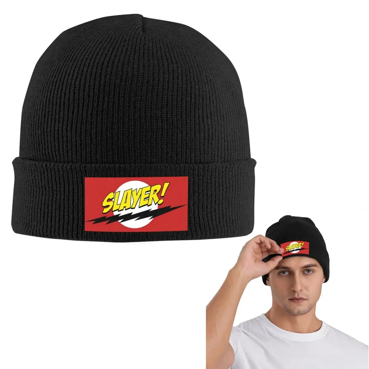 New Slayers Logo Warm Knitted Cap Hip Hop Bonnet Hat Autumn Winter Outdoor Beanies Hats for Unisex Adult
