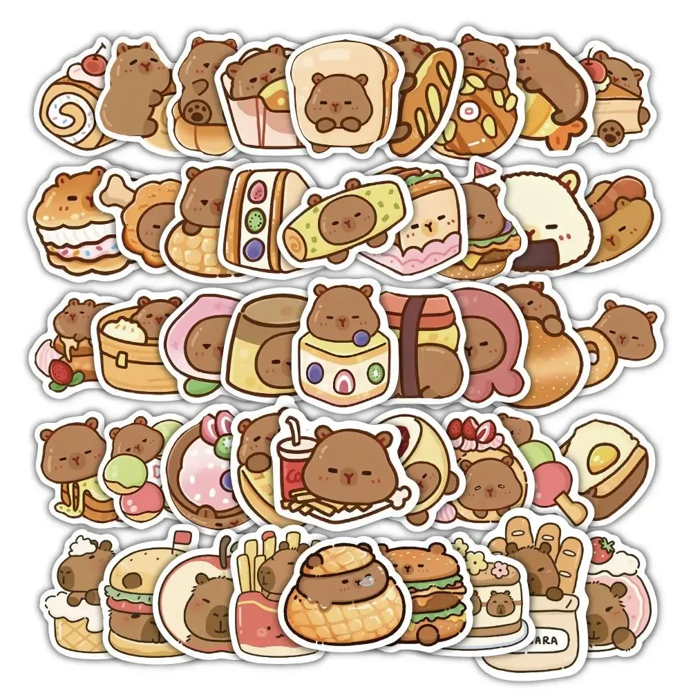 10/30/50Pcs food version kapibara stickers popular cute cartoon waterproof DIY sticker