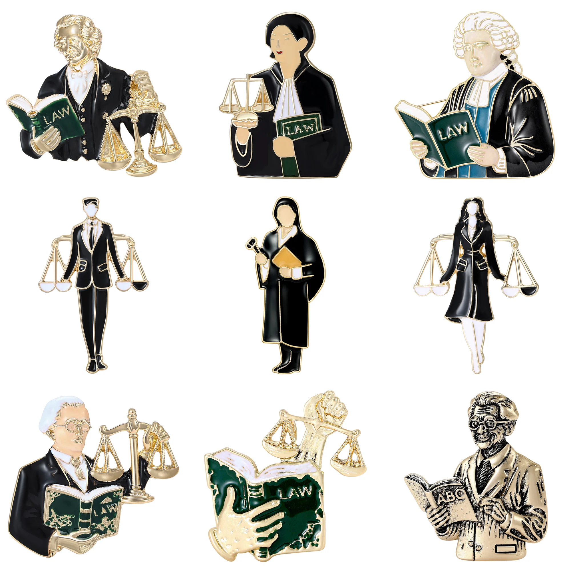 Fashion Enamel Lawyer Professional Brooches for Women Unisex Character Pins Office Party Friend New Gifts Jewelry Accessories