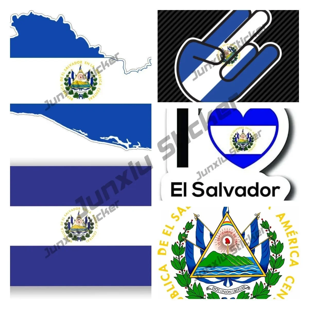 Creative Stickers El Salvador Flag Decal El Salvador National Emblem Map Styling Sticker Premium Quality Vinyl Car Accessories