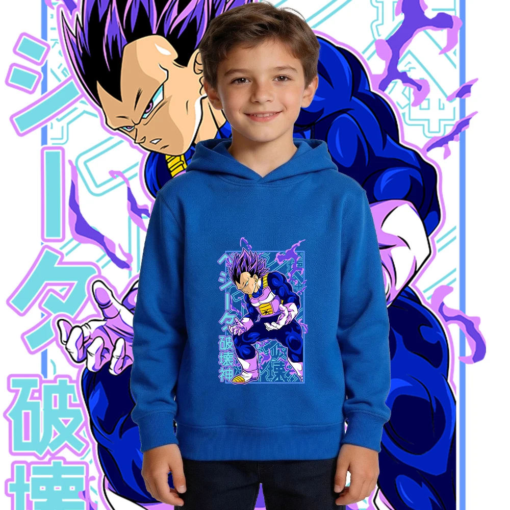 Dbs Vegeta Ultra Ego Anime Print Boys Girls Warm Fleece Lined Hoodie Autumn Winter Casual Pullover Top Kids Clothes