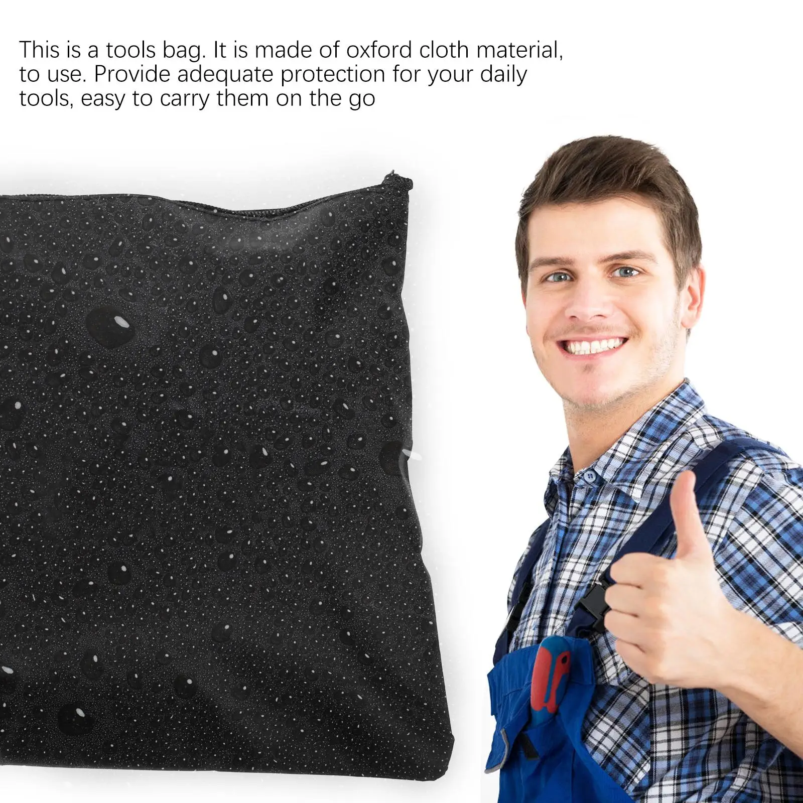 3 Pcs Oxford Cloth Tool Bag Heavy Duty Large Capacity Toolkit Pouch Case Black Color Storage Solution Tools Bag