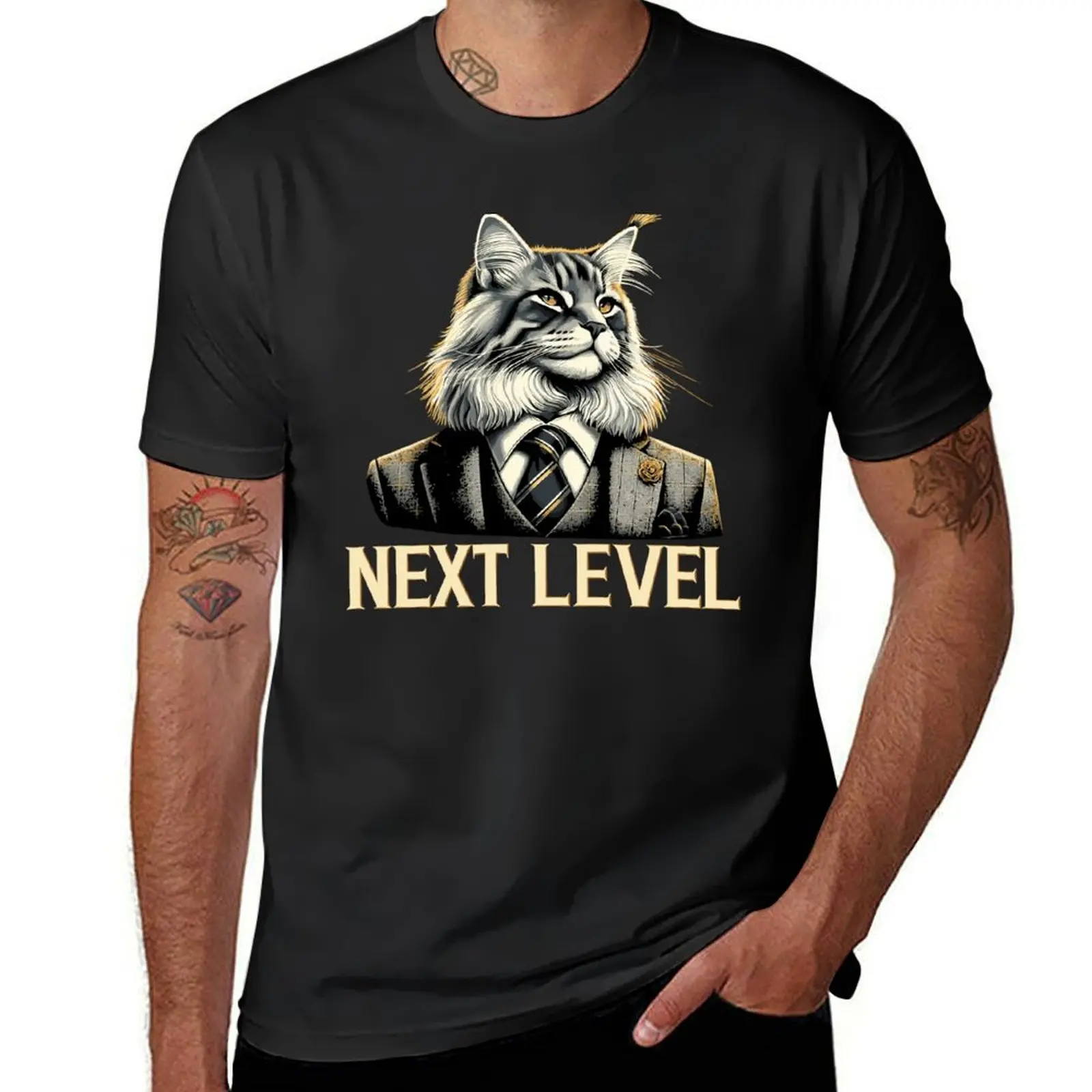 Maine Coon Cat Next Level Suit Success Gift T-Shirt kawaii clothes Aesthetic clothing graphics Men's t-shirts