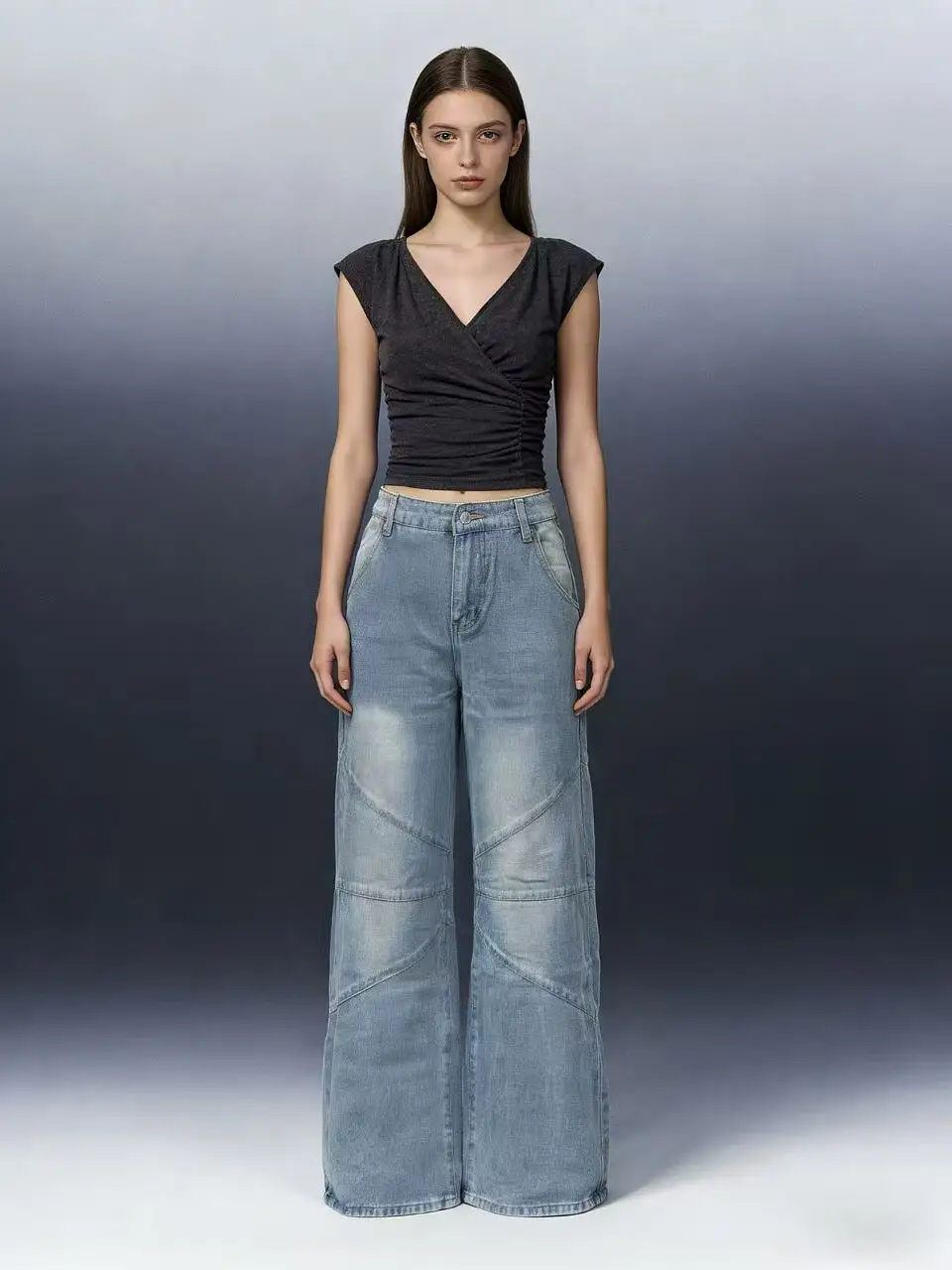 

Джинсы женские High Street: прямые, с плиссировкой, пэчворк, с эффектом потертости, свободного кроя, винтажные, повседневные