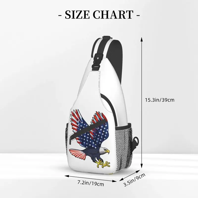 Mochila cruzada informal con bandera americana para hombre, bolso de hombro para el pecho, viaje y ciclismo