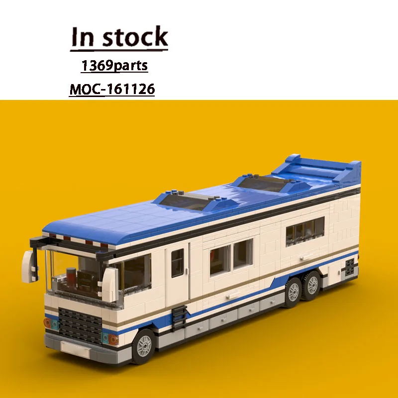 MOC-161126 مكعبات بناء كلاسيكية جديدة فاخرة RV مع مخرج منزلق، 1369 قطعة، هدية لعبة عيد ميلاد للأولاد والأطفال