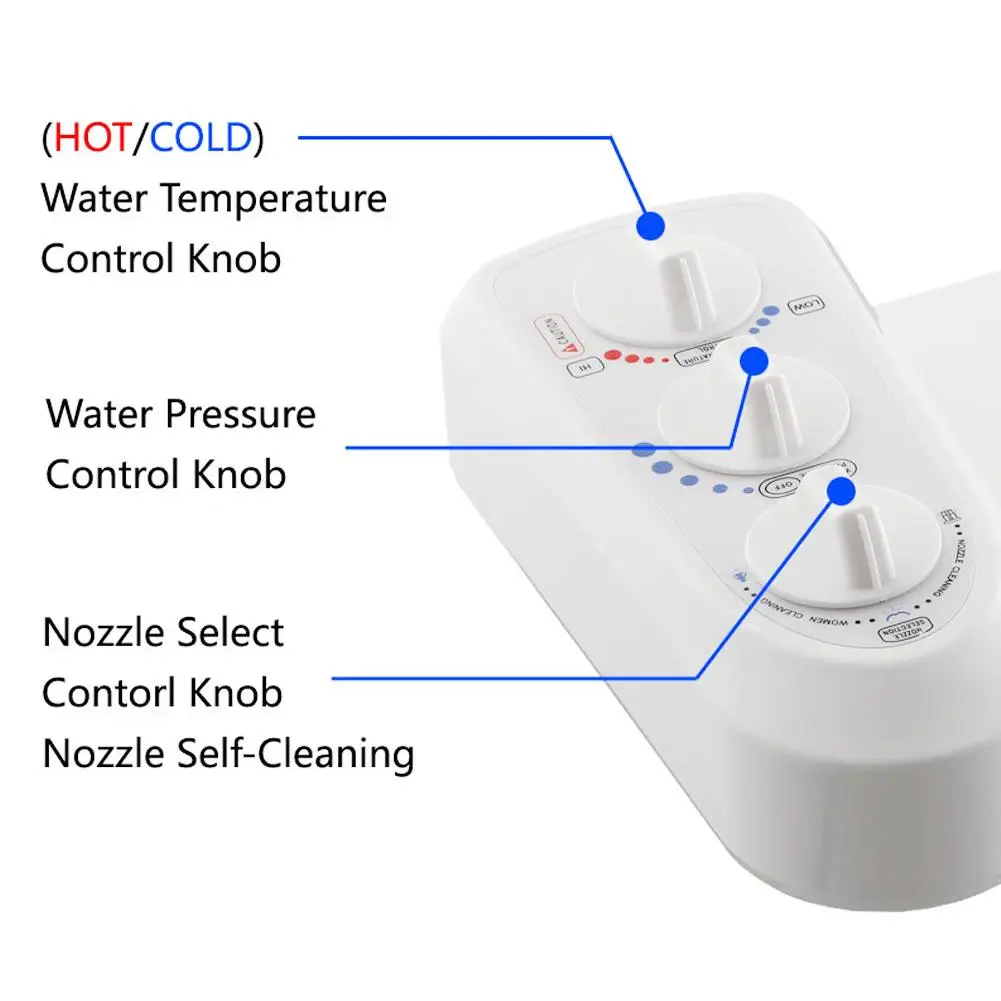 Double Nozzle Hot & Cold Water Toilet Bidet Attachment 1/2 3/8 9/16 Thread Set