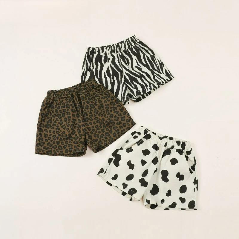 2026 Spring Summer Baby Shorts New Korean Style Kids Leopard Print Label Shorts for Boy Girls Fashion Casual Wear Toddler Shorts