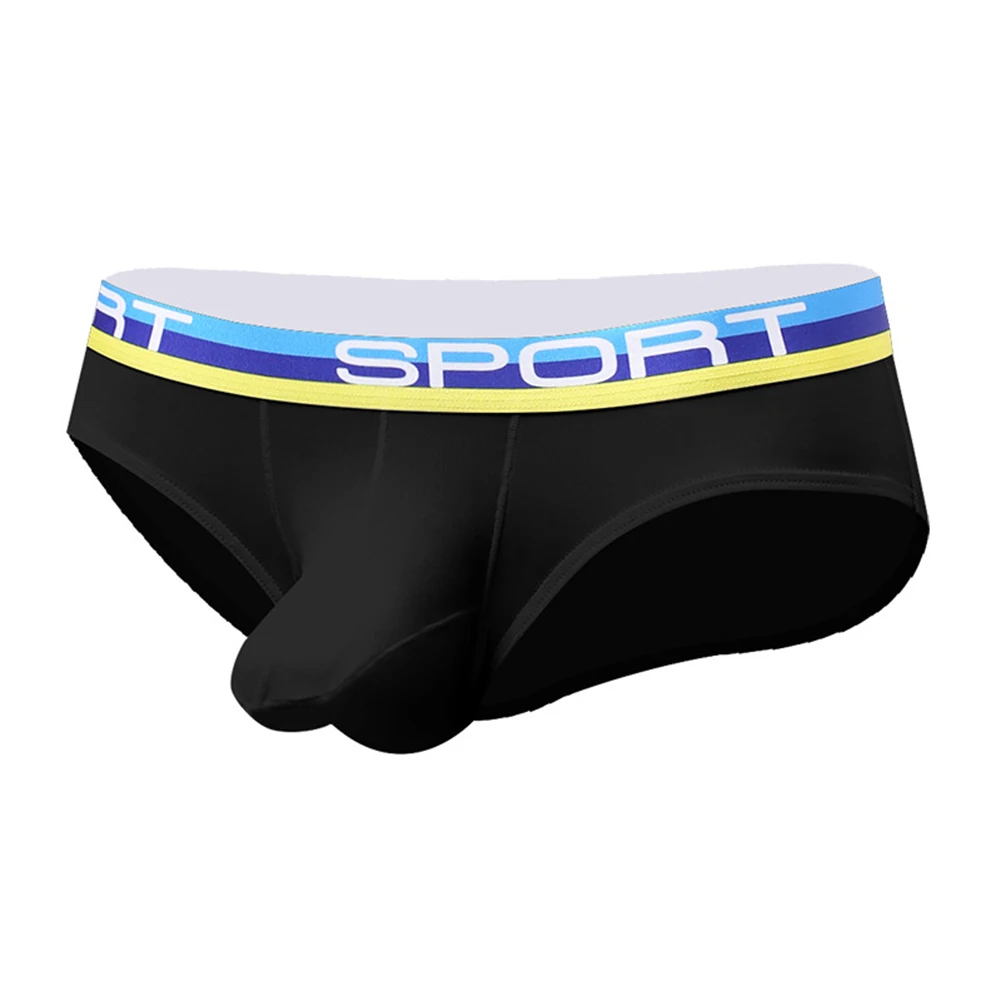 Men\'s Breathable Underpants Low Rise Sport Briefs Crafted from Ice Silk Fabric with Elephant Nose Pattern for Comfortable Fit