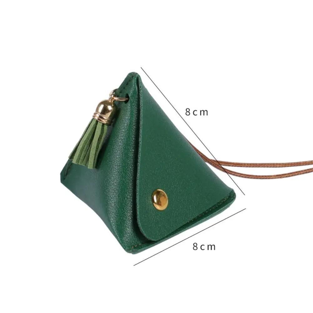 New Triangular Leather Coin Purse Solid Color Portable Storage Bag Small and Cute Snap Button Wallet