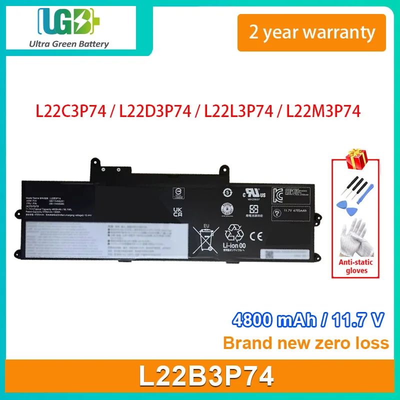 UGB New L22B3P74 Laptop Battery For Lenovo SB11H56291 5B11H56390 L22C3P74 L22D3P74 L22L3P74 L22M3P74 4800mAh 56.1Wh 11.7V