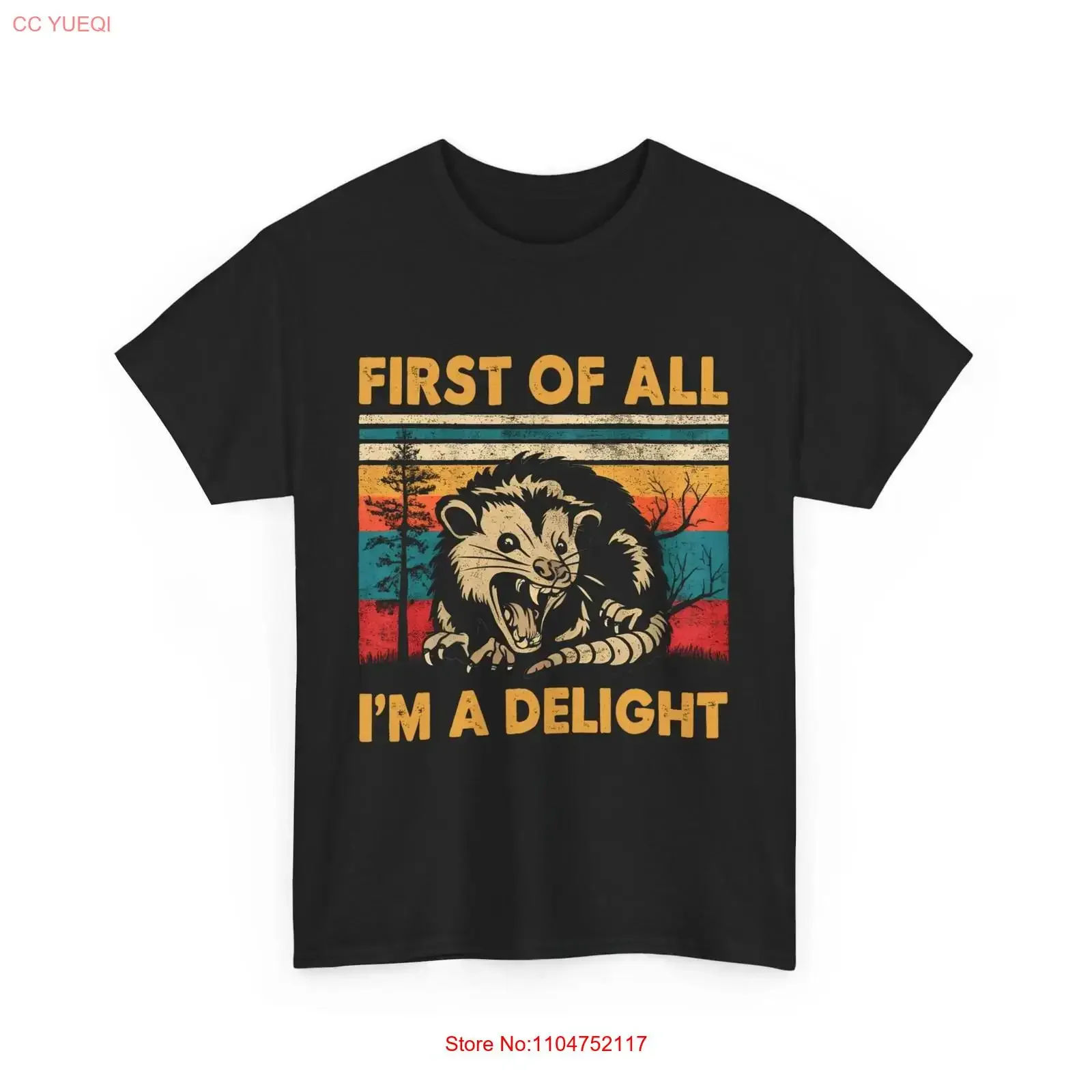 First Of All I'm A Delight Sarcastic Angry Opossum Possum T Shirt vintage Washed graphic Stylish Versatile fashion Comfortable