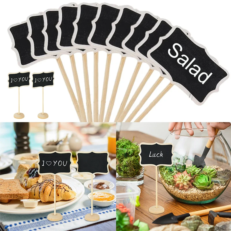 5Pcs Mini Chalkboards Message Board Buffet Food Label Wedding Decor Table Number Stand Place Card Holder Birthday Party Supplies