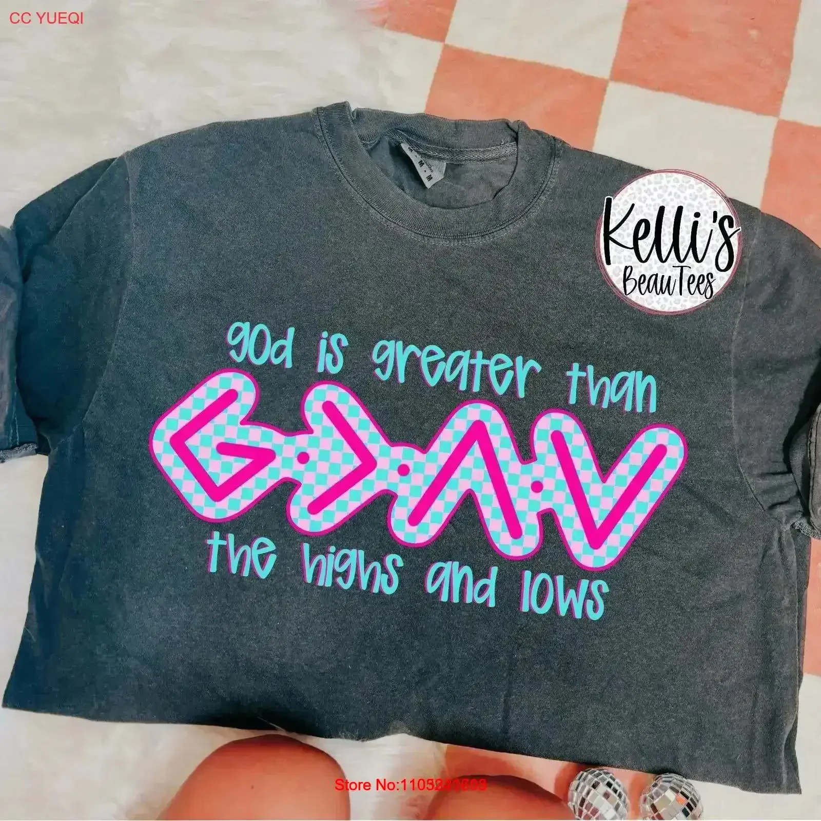 God Is Greater Than The Highs and Lows T Shirt vintage Washed Top For Everyday Wear Casual designer clothes Soft streetwear