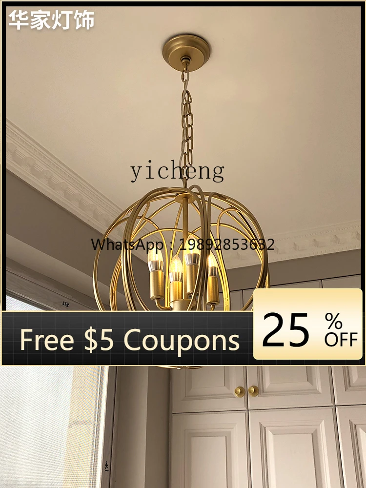 

Chandelier Creative Golden Cloakroom Bedroom Light Entrance Door Iron Balcony