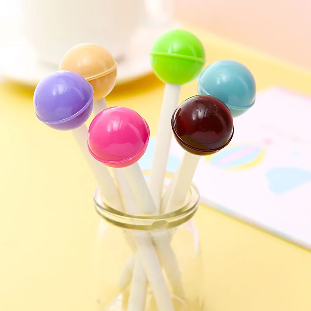 Bolígrafo de Gel de caramelo con piruleta Kawaii japonés, papelería azul bonita, suministros escolares, papelería Kawai, accesorio de oficina, cosa encantadora