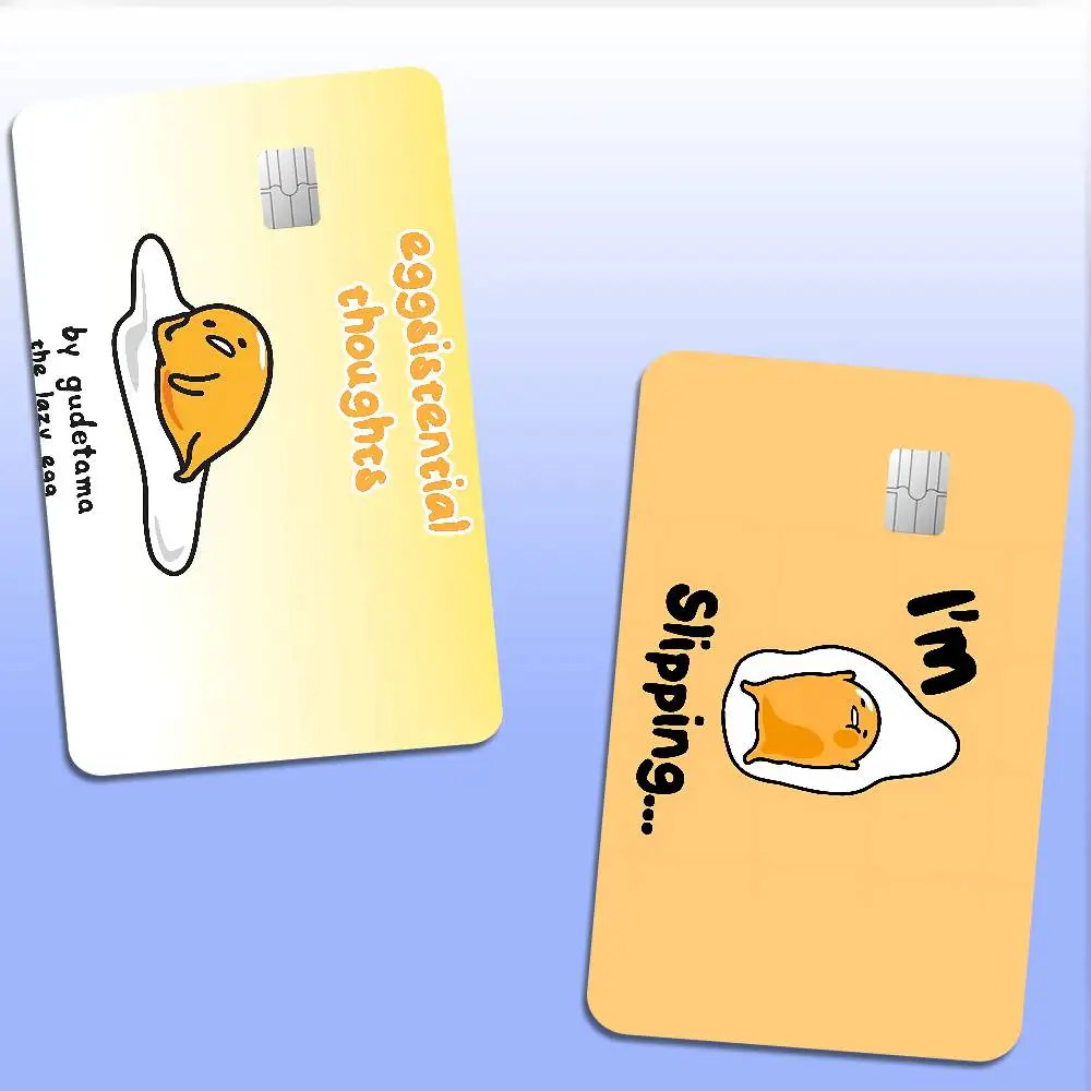 Gudetama Lazy Egg Cartoon 2024 Anime Cartoon Skin Stickers Film Tape Case For Big Credit Debit Card Front Side