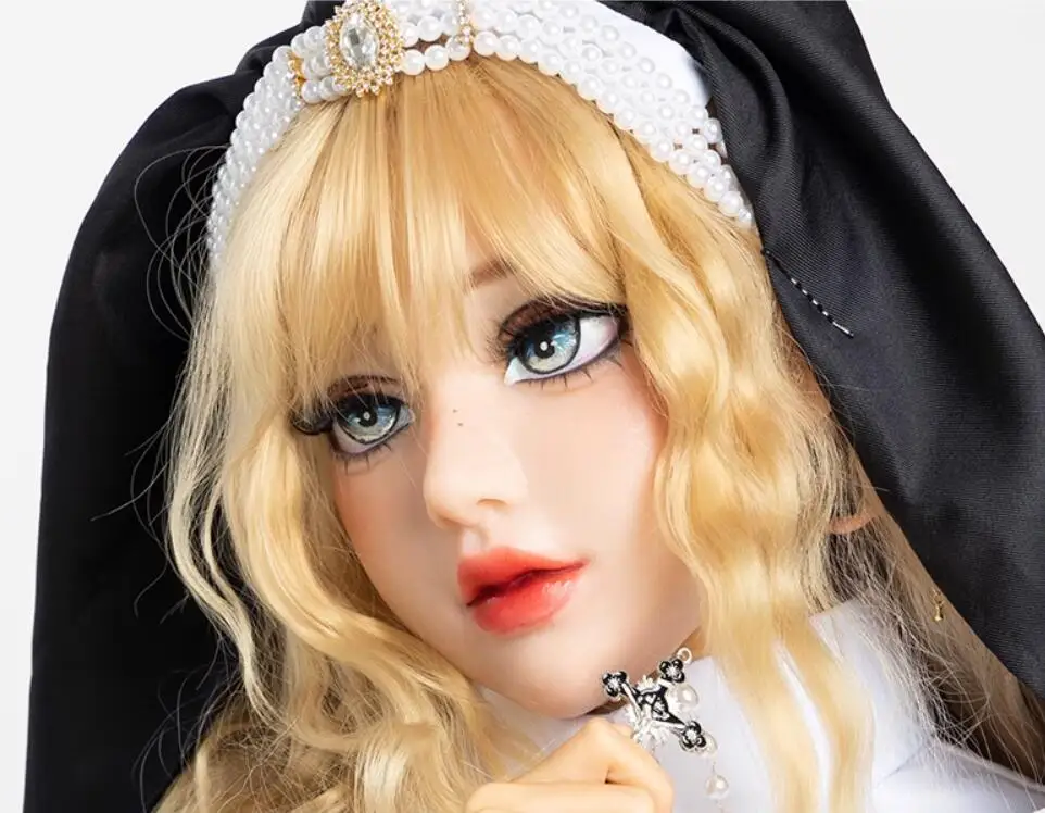 

(Монахиня) полноголовая силиконовая Косплей-кигуруми Мужская-женская маска с поддельными глазами