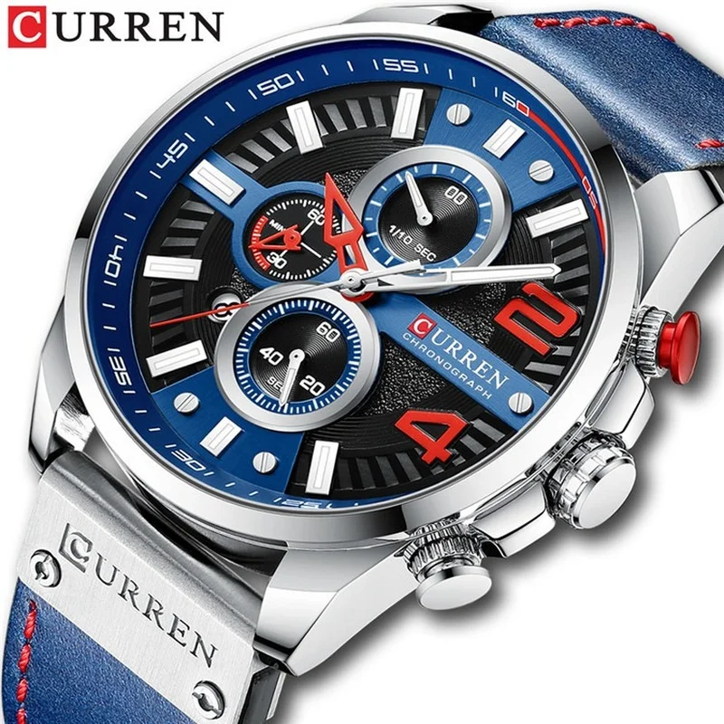 CURREN Fashion Sport Watches orologio da polso cronografo da uomo orologio da uomo di lusso con data di marca superiore orologio da uomo in pelle