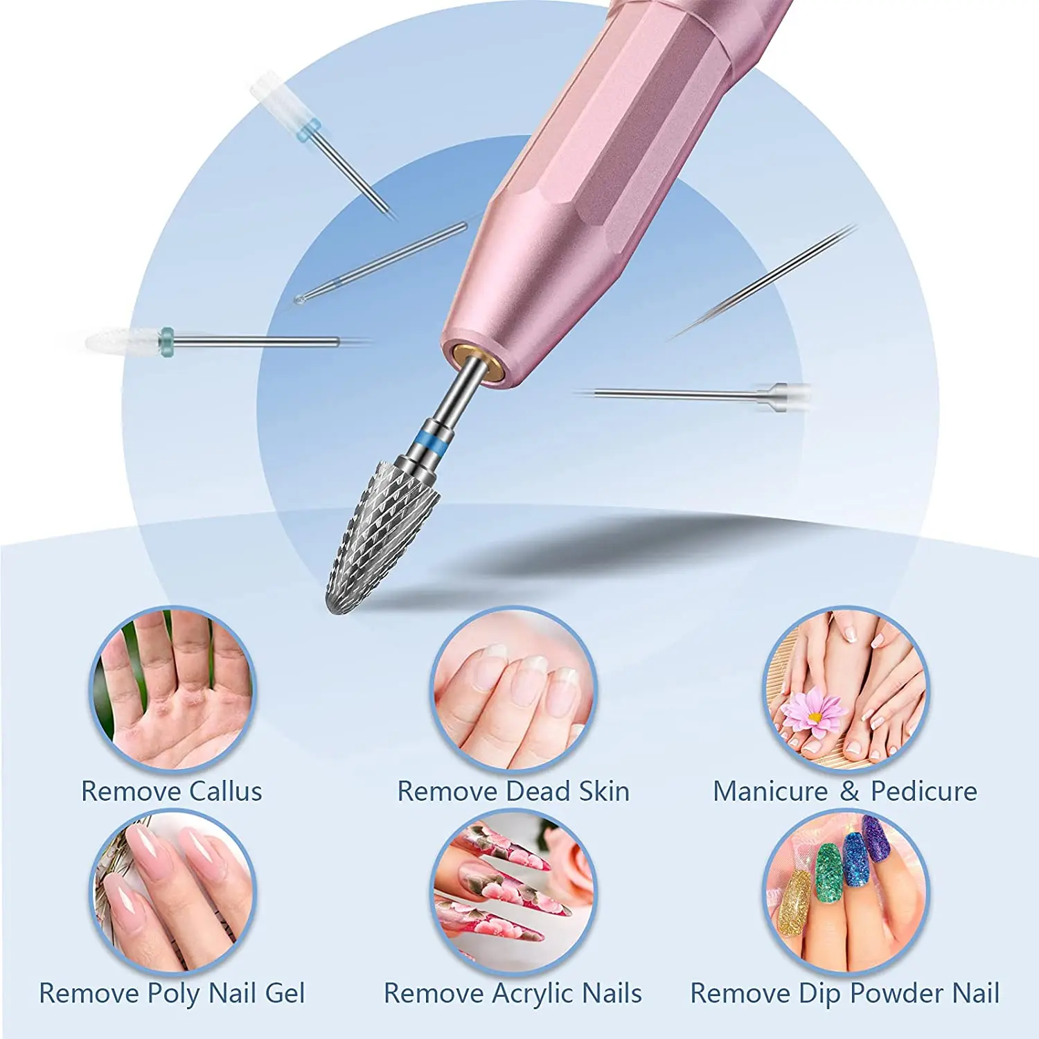 Ensemble de fraises à tête de vernis à ongles, 13 pièces, utilisé pour la beauté des ongles, ébavurage du Gel, peau morte, polissage automatique, fraisage de tête de vernis