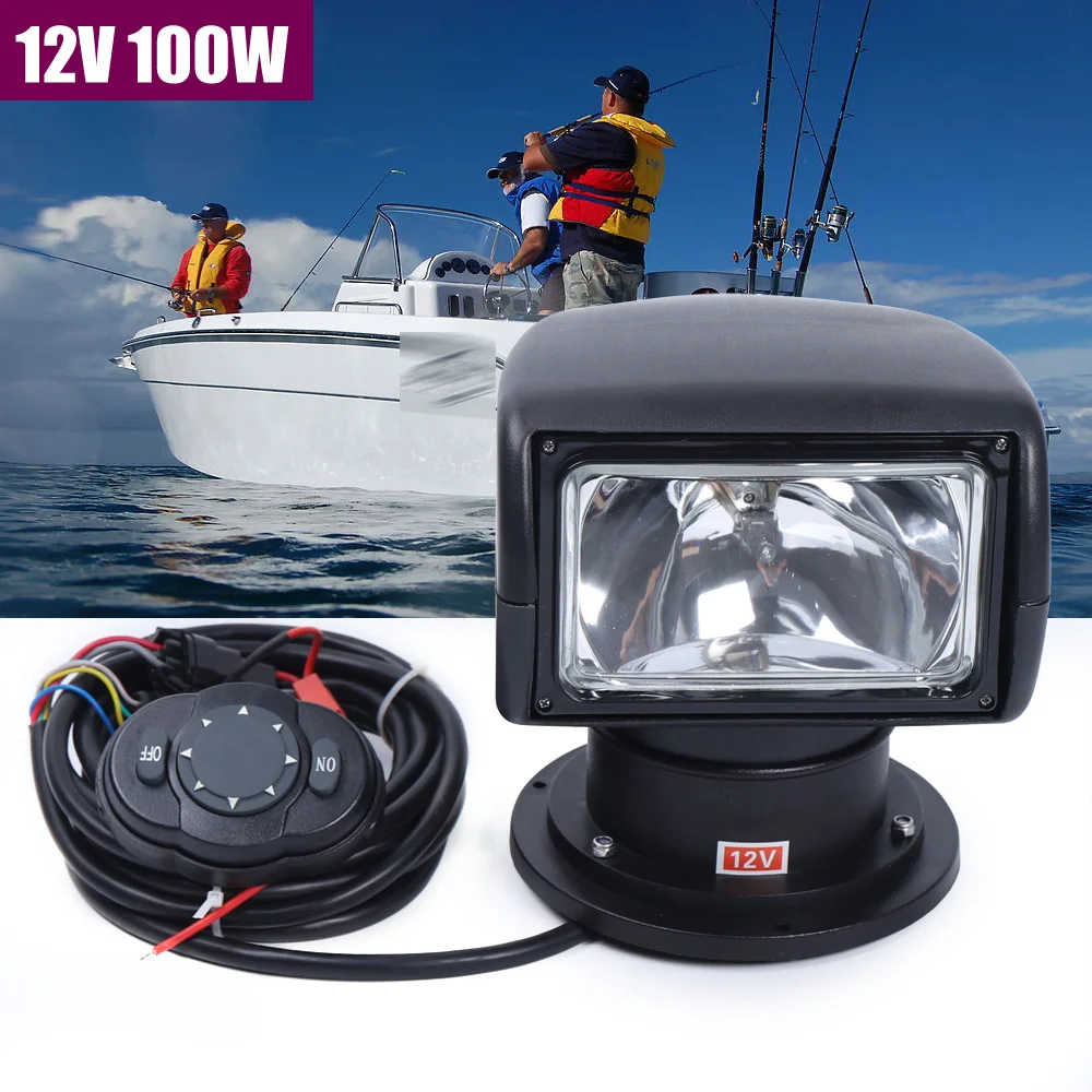 

Car Marine Remote Searchlight Boat Remote Control Spotlight Truck 12V 100W Bulb Multi-angled And Long-range Lighting 18cm