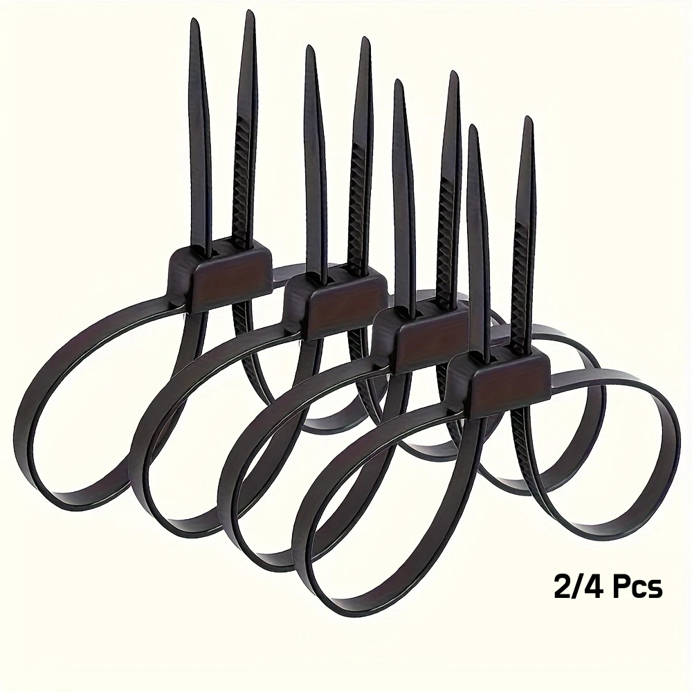 4pcs/2pcs of Disposable Heavy-Duty Zip Ties with Double Locking Cuffs, Flexible Plastic Nylon Restraints, Capable of Holding Up to 250 Lbs, Measuring 27.5 Inches in Length (Black)