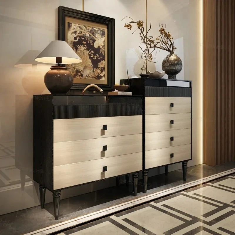 

Chest of Drawers Combination Living Room Glass Decoration French Retro Master Bedroom Four Or Five Chests of Drawers