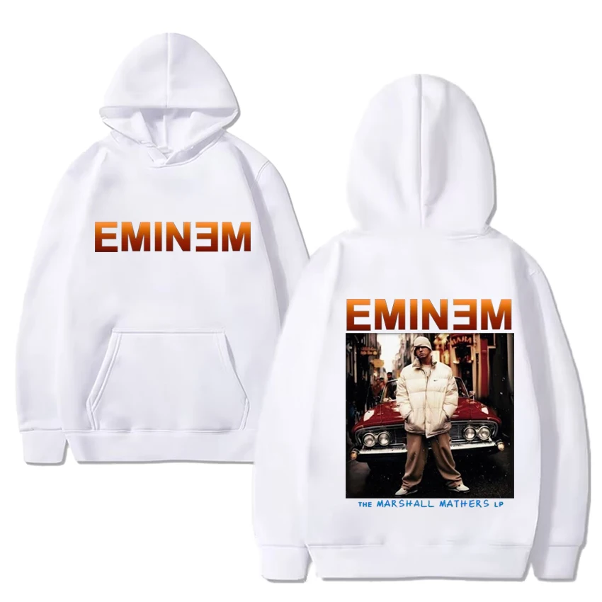 Hot singer Eminem Music vintage Double Sided print Hoodie Men Women Casual Loose Sweatshirt Unisex Fleece Long sleeve pullovers