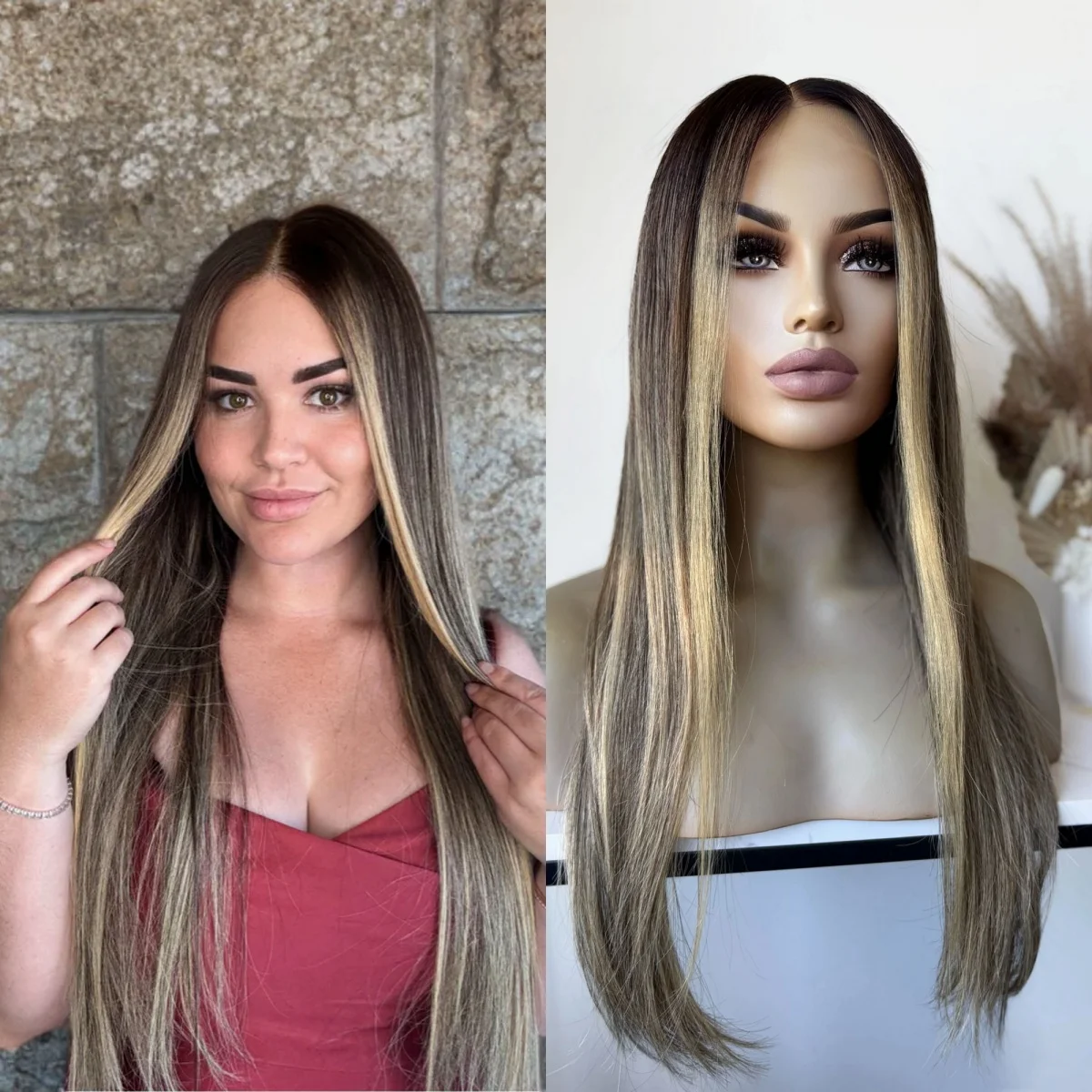 

Синтетический парик омбре с эффектом натурального роста волос, цвет «пепельно-коричневый», длинные прямые волосы, 13*4 HD, невидимый кружевной фронтальный парик, естественный вид, подарок для нее